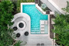 Bird's eye view of commercial property captured by drone