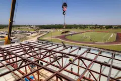 Aerial drone shot of urban development in Texas