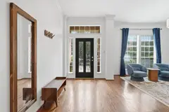 HDR interior photo of modern living room with natural light