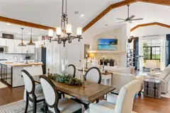 Real estate HDR photo of dining area and open floor plan